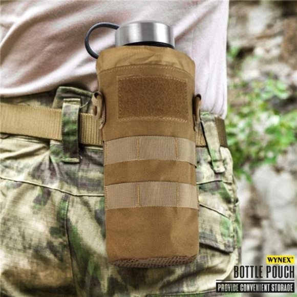Water Bottle Pouch Folding, Tactical Molle Foldable Holder + American Flag Patch - Picture 4 of 6